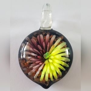 Lampwork glass pendant floral